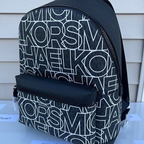 Michael Kors Backpack Cooper Large Graphic MK Signature Black - Picture 3 of 11